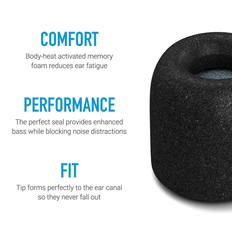 Comply Memory Foam Replacement Earbud Tips for Bang and Olufsen Play Beoplay Earbuds | Ultimate Comfort, Secure Fit, Superior Noise Isolation | Black, Large (3 Pairs) - Image 2